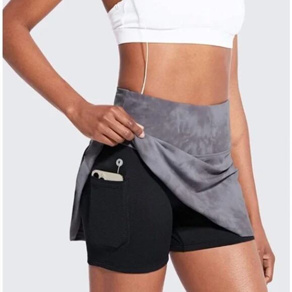 BALEAF Tennis Golf Skort High Waist Athletic Pleated Skirt Pink Tie Dye MEDIUM - Picture 3 of 6